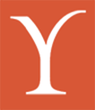 Simple yet bold Glyph logo with a stylized letter 'Y', known as upsilon, in a warm orange hue, representing the company's focus on language services and its roots in classical education and linguistics