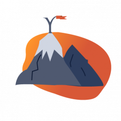 Glyph Language Services value icon: mountain with a glyph flag.